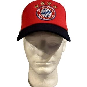 FC Bayern Munich Football Hat Official Product Trucker Mesh Hat Red/White/Blue